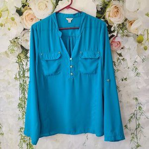 Guess Teal sheer blouse